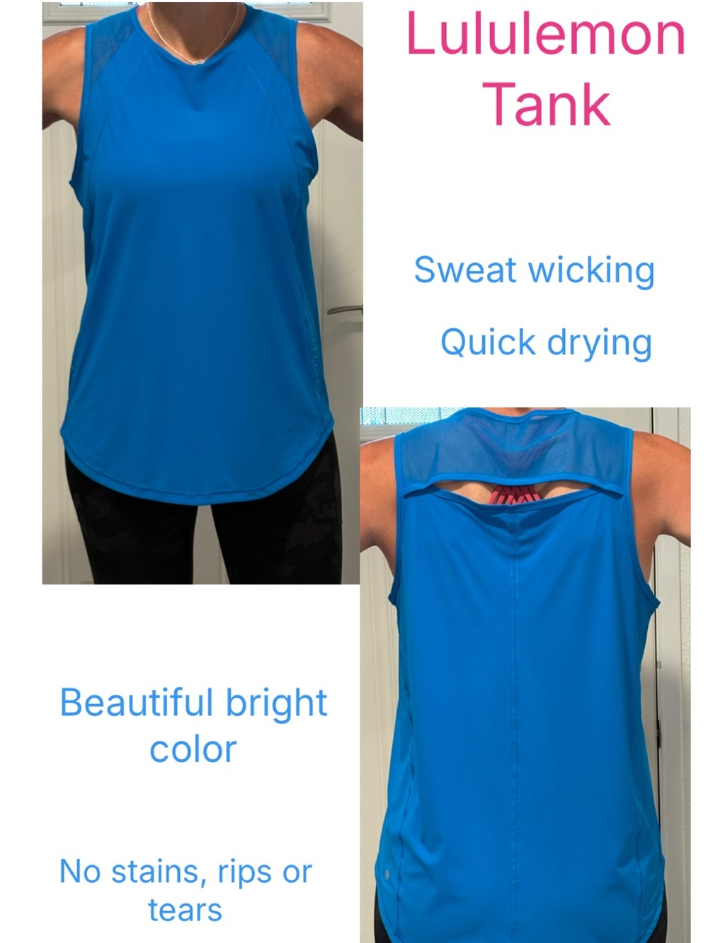 lululemon athletica Bright Blue Mesh-Back Performance Tank